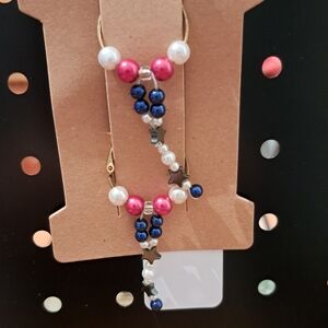 Red white and blue beaded earrings